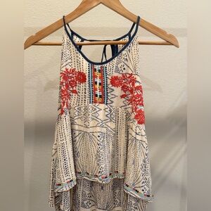 THML Cream and Red Embroidered Blouse